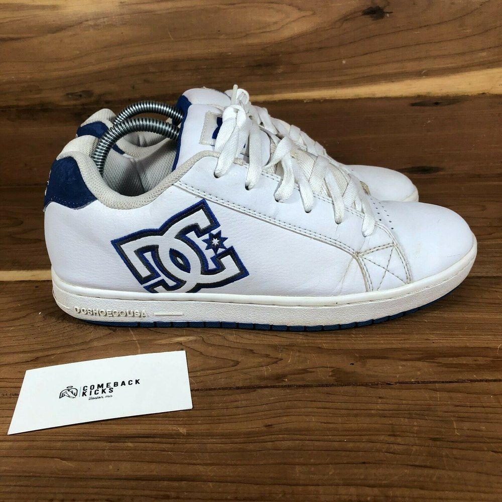 DC Court MMX 302675 Mens White Leather Low Top Lace Up Sneaker Shoes Size 9